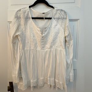 Free People Elegant White Eyelet Women's Top